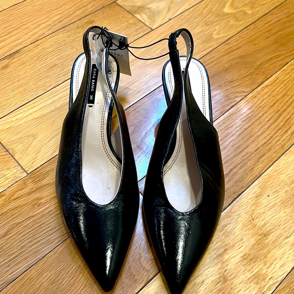 Brand NEW with TAG Black Faux Leather Heels